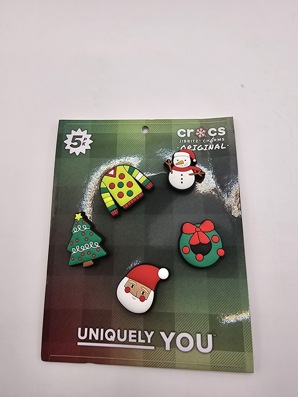 Crocs Holiday Jibbitz 5 Charm Pack - Snoman, Santa, Tree, Wreath, Ugly Sweater